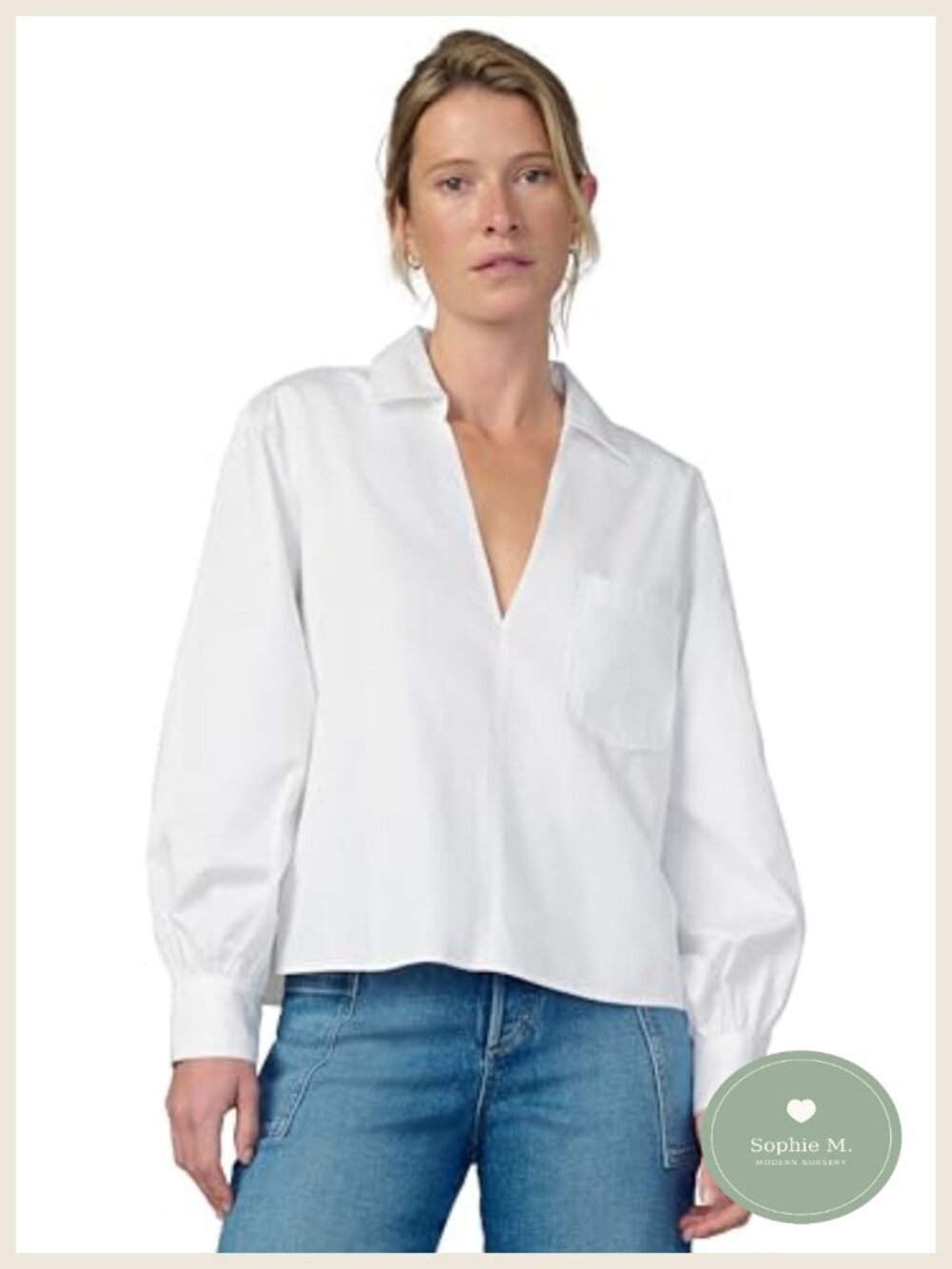 Joe's Jeans The Charlotte Popover V-Neck Blouse - 100% Cotton